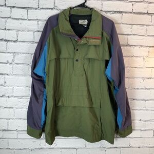 Sport Designs 1980s/1990s Vintage Green Purple Anorak Windbreaker Jacket Large